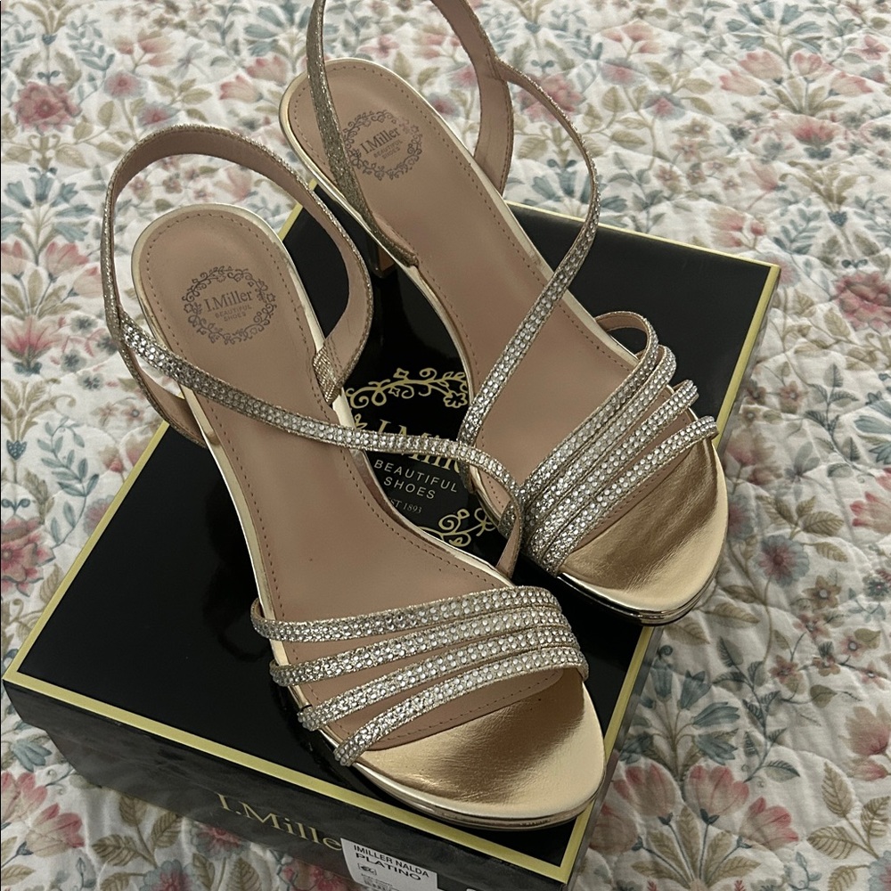 L. Miller Gold Strappy Heels
